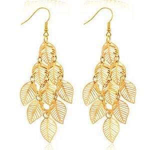 Gold Leaves Tiered Earrings